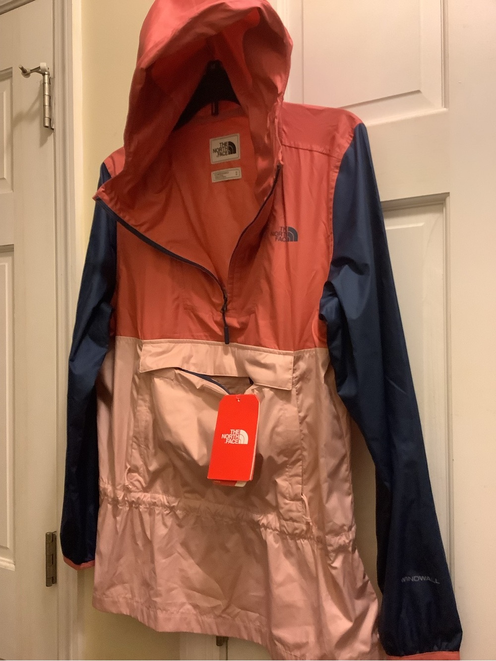 The North Face Women's Colorblock Anorak in Coral, Blush & Navy